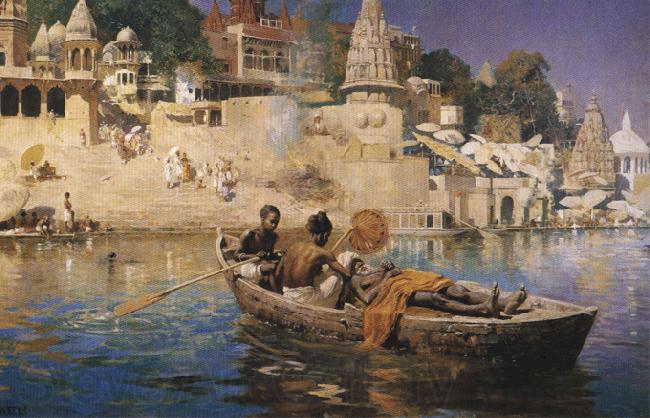 Edwin Lord Weeks The Last Voyage-A Souvenir of the Ganges, Benares. Norge oil painting art